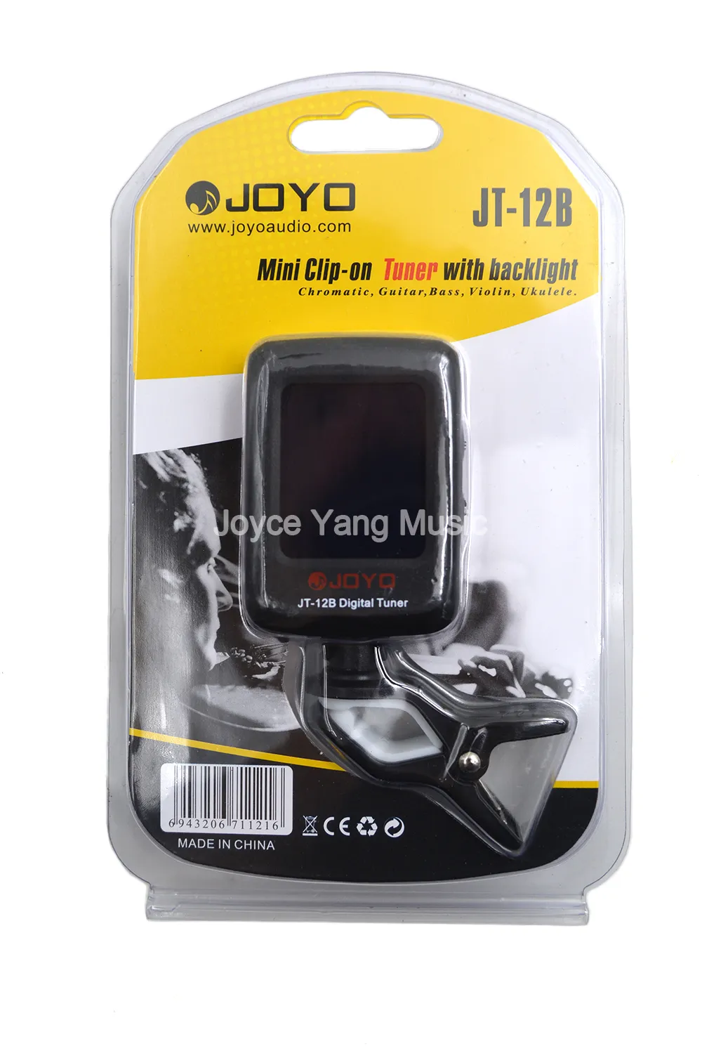 JOYO JT-12B Clip on Digital Guitar Tuner with Backlight Rotated For Chromatic/Guitar/Bass/Violin/Ukulele