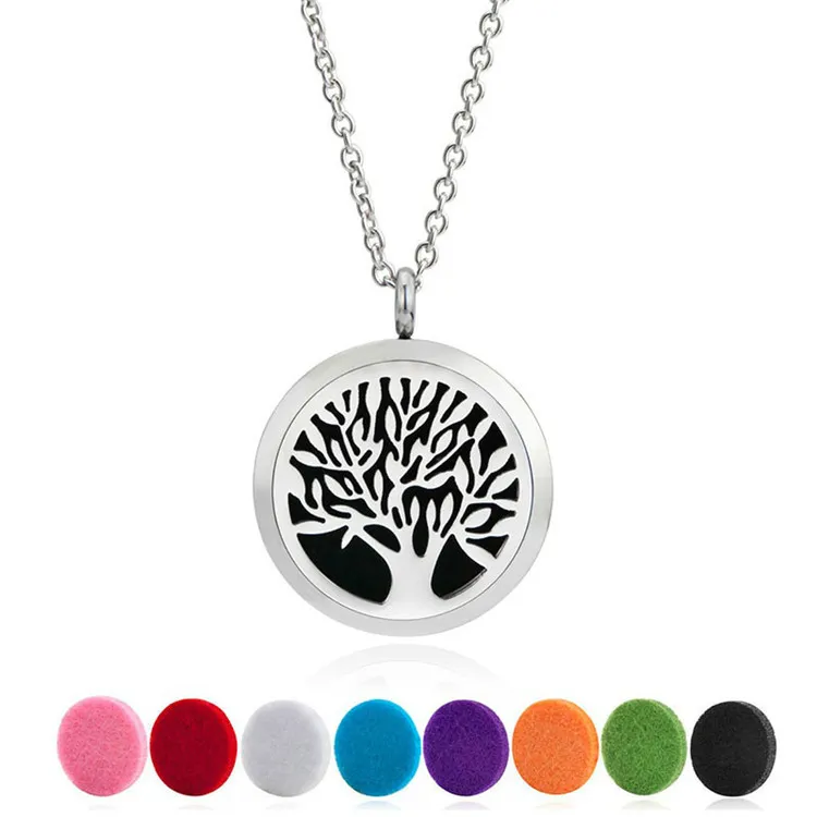 New Premium Aromatherapy Essential Oil Diffuser Necklace Locket Pendant 316L Stainless Steel Jewelry with 24" Chain and 6 Pads Mixed Styles