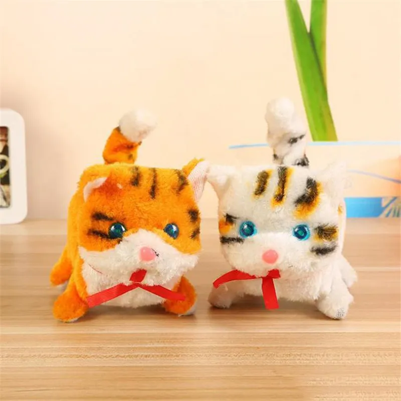 Electronic Walking cat Children Interactive Electronic Pets Doll Plush toys Neck Bell Barking cats Toy Christmas Electric cat plush glow