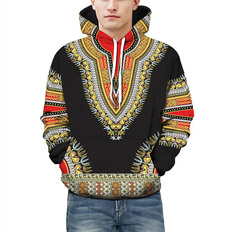 Bazin Riche Hommes Africain Dashiki Sweat À Capuche Traditionnel 3D Motif Pull femmes hiphop vêtements africains coloré Ethnique Sweatshirt280J