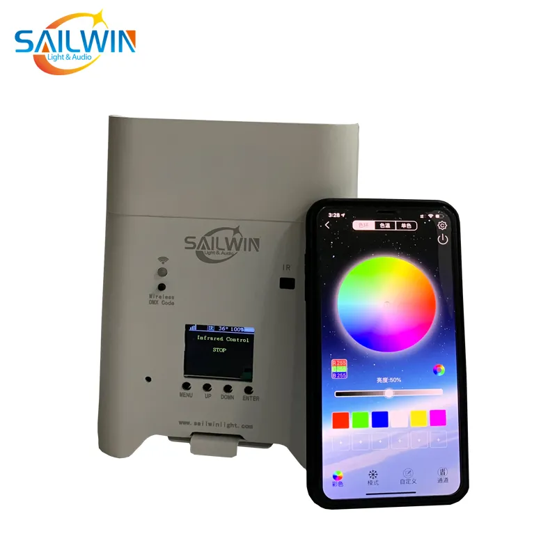 Sailwin Tanie oświetlenie sceniczne 6x18W 6in1 RGBAW UV Bateria UV Operowana Wi -Fi LED PAR LIGHT DJ Smart Uplight 6 10ch na Disco Party P235H