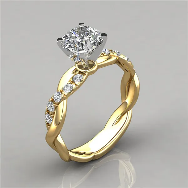 Diamond Braid Ring Engagement Wedding Rings for Women Silver Gold Fashion Jewelry Will and Sandy Gift