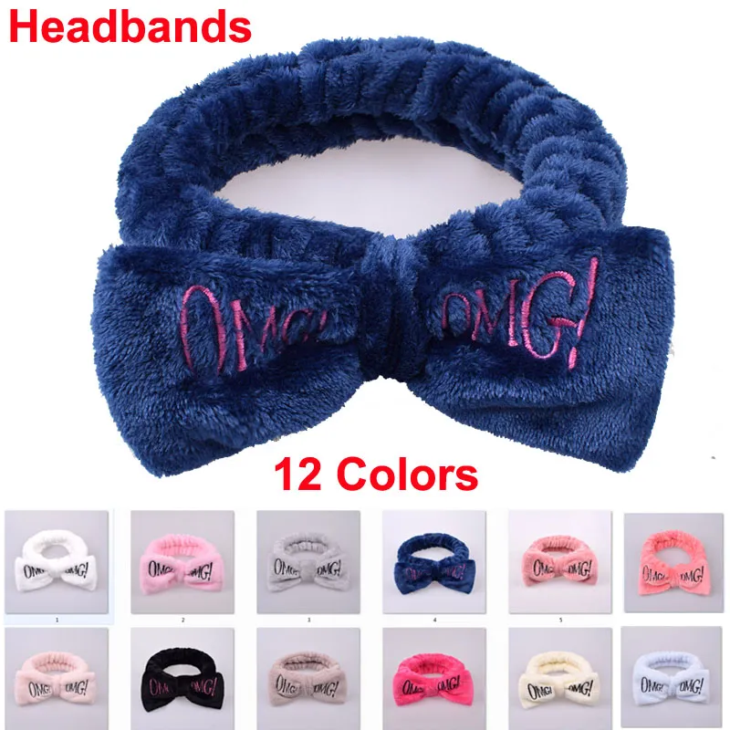 Cute Bow Headbands OMG Elastic Bowknot Hair Band Women Girls Turban Head wraps Hairlace For Washing Face Makeup Spa Yoga Sports Shower