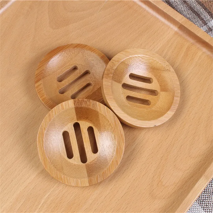 Round Bamboo Soap Dish Environmentally Friendly Natural Bamboo Handmade
