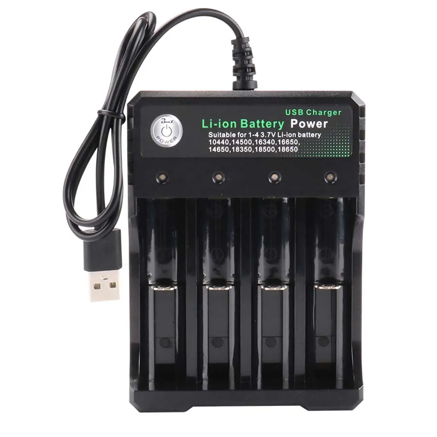 18650 Batteriladdare 2 3 4 Slits AC 110V 220V USB Laddning för 3,7V 4,2V 10440 18650 26650 Uppladdningsbart litiumbatteri