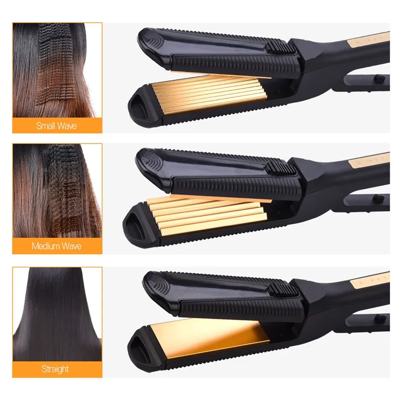 3 W 1 Elektryczne Włosy Prostownica Crimper Falgled Curl Płyta Włosów Titanium Płaskie Żelazo Curling Corn Hair Fale Falglowane