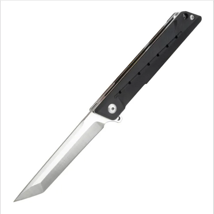 Nouvelle Arrivée Roulement À Billes Flipper Foldng Couteau 3.6 "D2 Satin Tanto Lame Noir G10 + Tôle D'acier Inoxydable Poignée EDC Couteaux