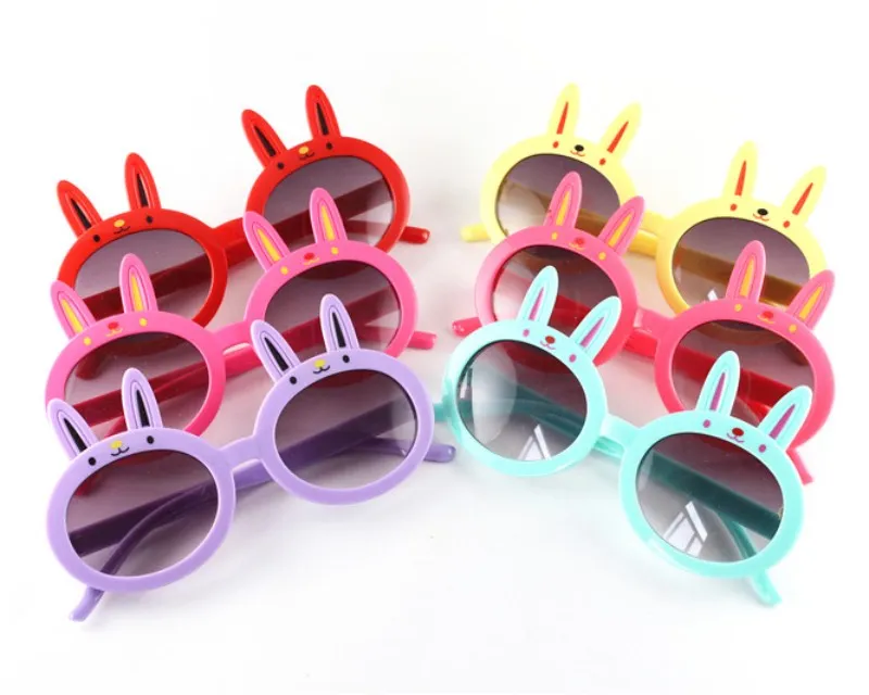 Coelho bonito crianças óculos de sol pequenos coelhos quadro bebê sol óculos crianças óculos uv400 6 cores atacado