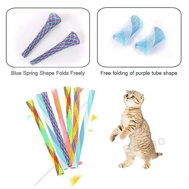 Retrattile Cat Teaser Funny Cat Stick Cat Toy Gatti Teaser Wand Kitten Colorful Spring Tube Pet Action Giocattoli interattivi Fidget Toy BC BH2863