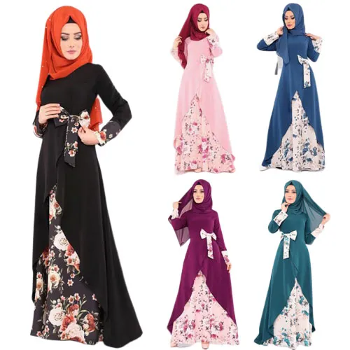 2019 nuove donne musulmane eleganti in stile moda plus size abaya lungo S-XXL