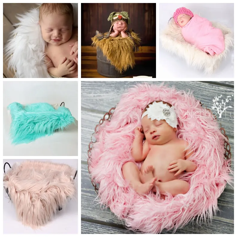 Wyprzedaż newborn photography Props Soft Baby Fur Backet Faux Fur Background Backets Cute Infant Kids Fotografia de baby