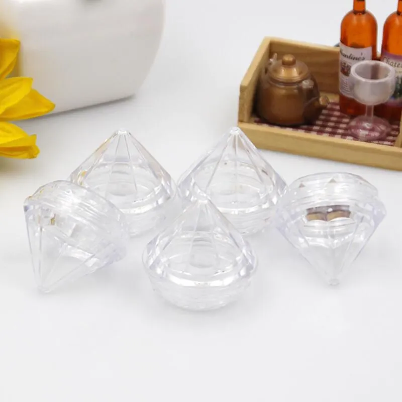 5ml 5g Diamant Shape Cream Box Acrylic Bottle Diamond Cream Nail Glitter Pots Makeup Packing Cream Jars Kosmetisk Förpackning LX8933