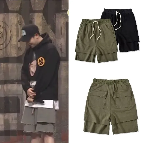 Mens Casual Shorts High Street New Fashion Hip Hop Estilo Moda Casual Shorts preto e verde Asiático Tamanho M-XL