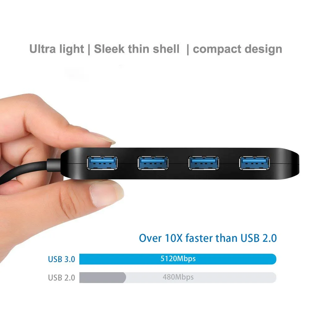Splitter per hub dati USB 3 0 a 4 porte Hub USB C con interruttori di alimentazione LED individuali on off Compatibile con Notebook PC212T