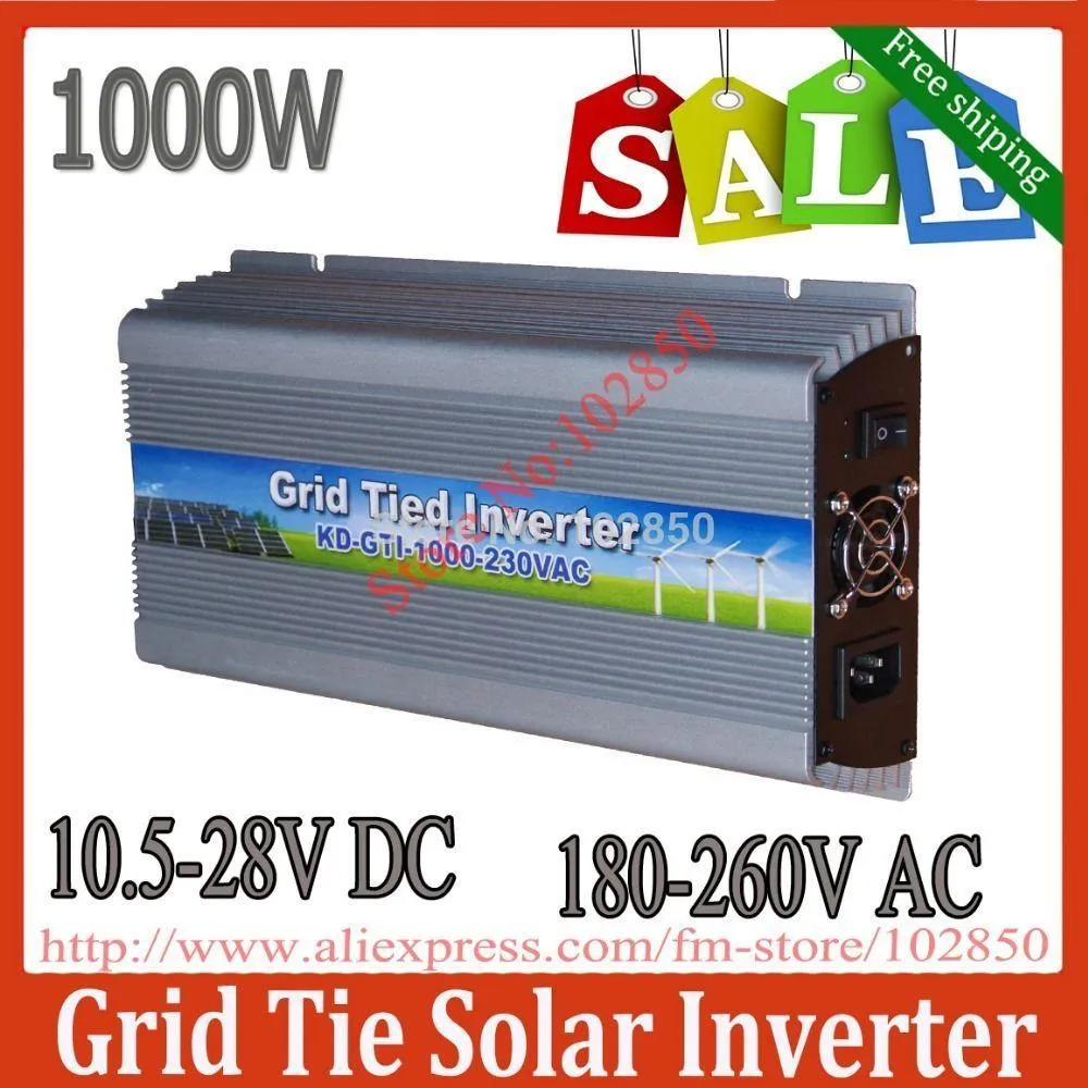 Freeshipping Sale!1000W MPPTpure sine wave solar inverter,10.5-28V DC,180-260V AC,Solar grid tie inverter,CE,