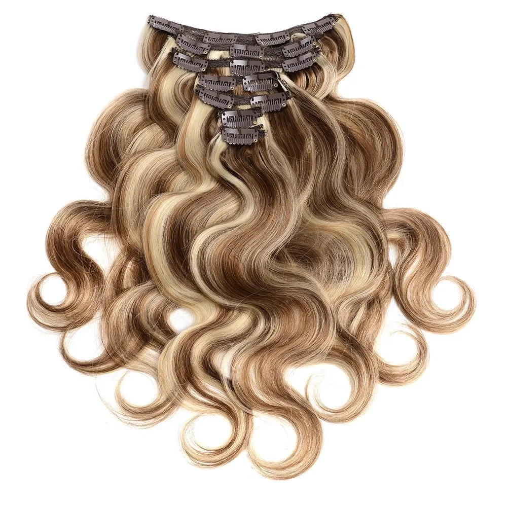 Brezilyalı Hotsales dantel saç uzantılarında WD2030BL Remy postiş klip atkı sarışın renkli 22 inç 160 gramını HAIRE