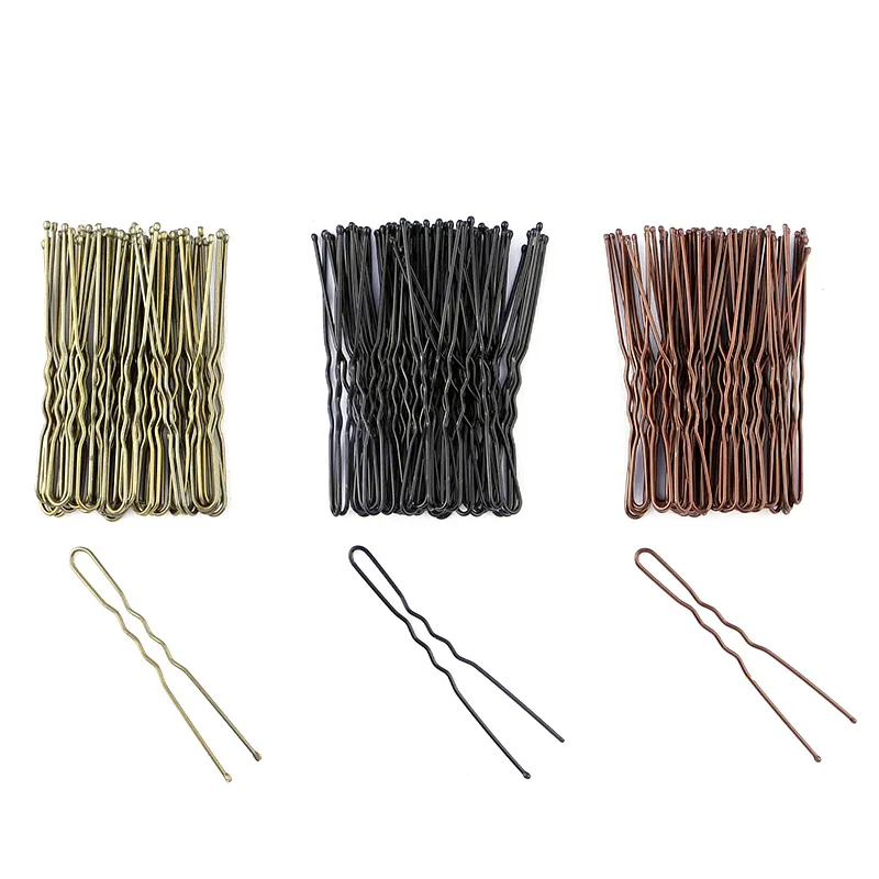 40pcs 6cm U Shape Hair Clips Bobby Pins For Women Girls Bride Hair Styling Accessories Black Gold Brown Hairpins Metal Barrettes SH190729