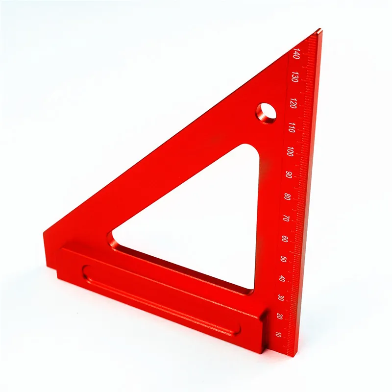 Freeshipping Strumento calibro righello triangolo incrociato rosso per la lavorazione del legno in alluminio di buona qualità