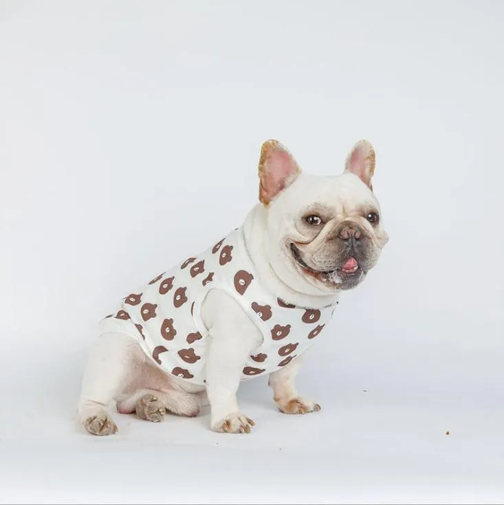 Abbigliamento per animali domestici vestiti per cani moda maglia orso stampa cotone traspirante un pezzo estate gilet per cani vendite dirette in fabbrica