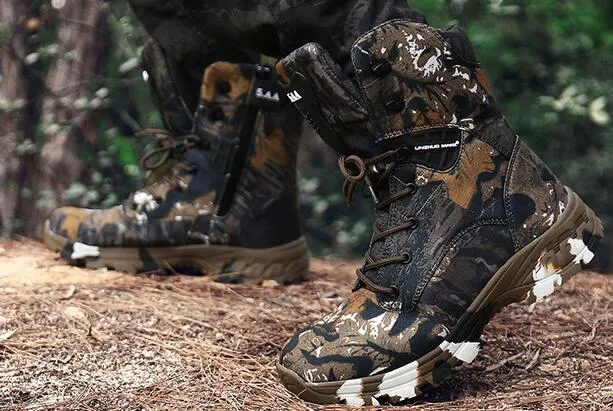 Top 2021 new high top camouflage waterproof combat boots antiskid military boots tactical boots fitness training walking gym yakuda local online store