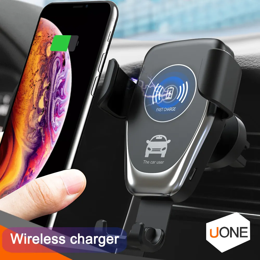 C12 Trådlös billaddare 10W Fast Car Mount Air Vent Gravity Phone Holder Compatible för iPhone Samsung Alla Qi -enheter