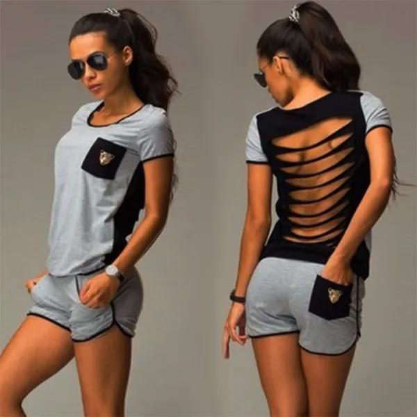 Hot 2020 Sexy Dames Korte Mouw T-shirt Top Sportwear Shorts Broek Tacksuit Outfit Kleding Sets Jumpsuit Zomer