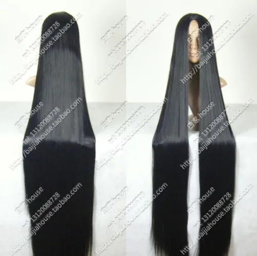 nwe perruque cosplay perruque 78'' 200 cm partie centrale bang cheveux longs noirs