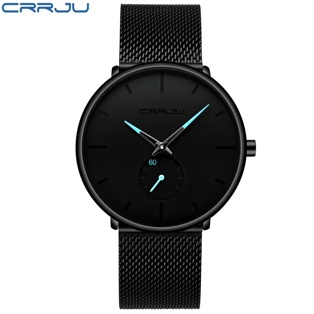 CRRJU Fashion Mens Watches Top Brand Luxury Quartz Watch Men Casual Slim Mesh Steel Waterproof Sport Watch Relogio Masculino Stude1547