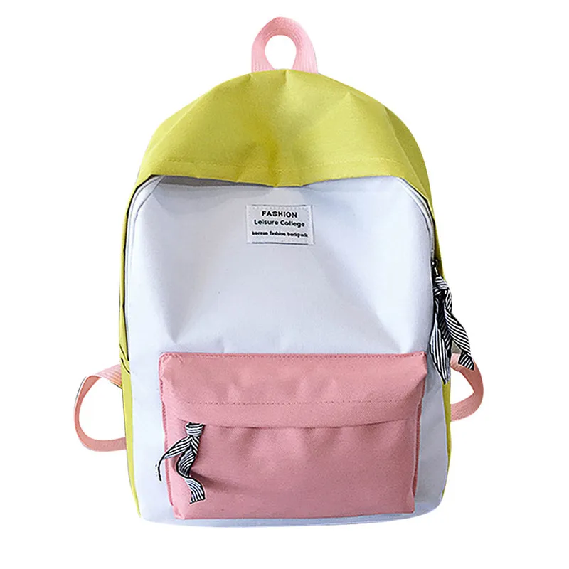 Ontwerper-mode casual stijl paar schooltas reizen wandelen tas kleur blok rugzak lederen vrouwen collectie lichtgevende zak