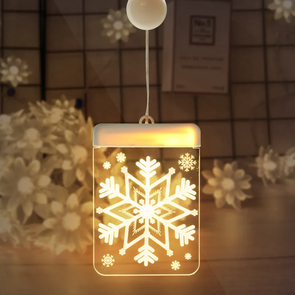 Ledd jul 3d snöflinga natt ljus varm vit färg pekskärm diy jul fönster dekorationer nattljus ny design