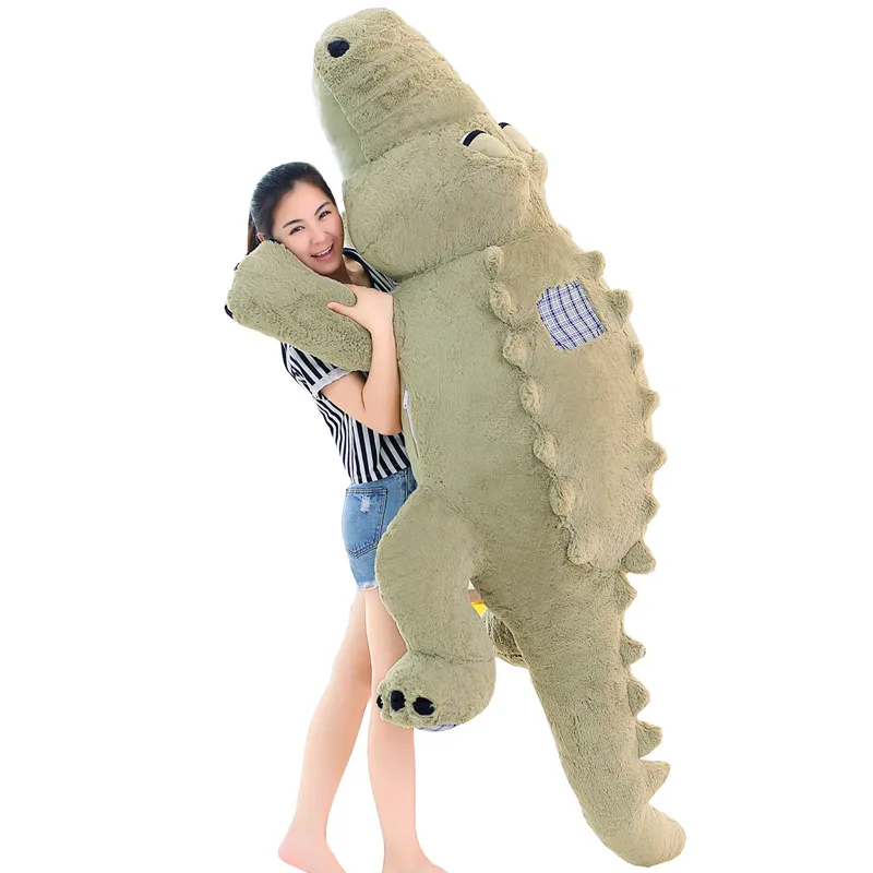 Dorimytrader Jumbo Soft Animal Crocodile Plush Doll Giant Stuffed Cartoon Alligator Toys for Children Gift 4 Colors 180cm 215cm DY60641