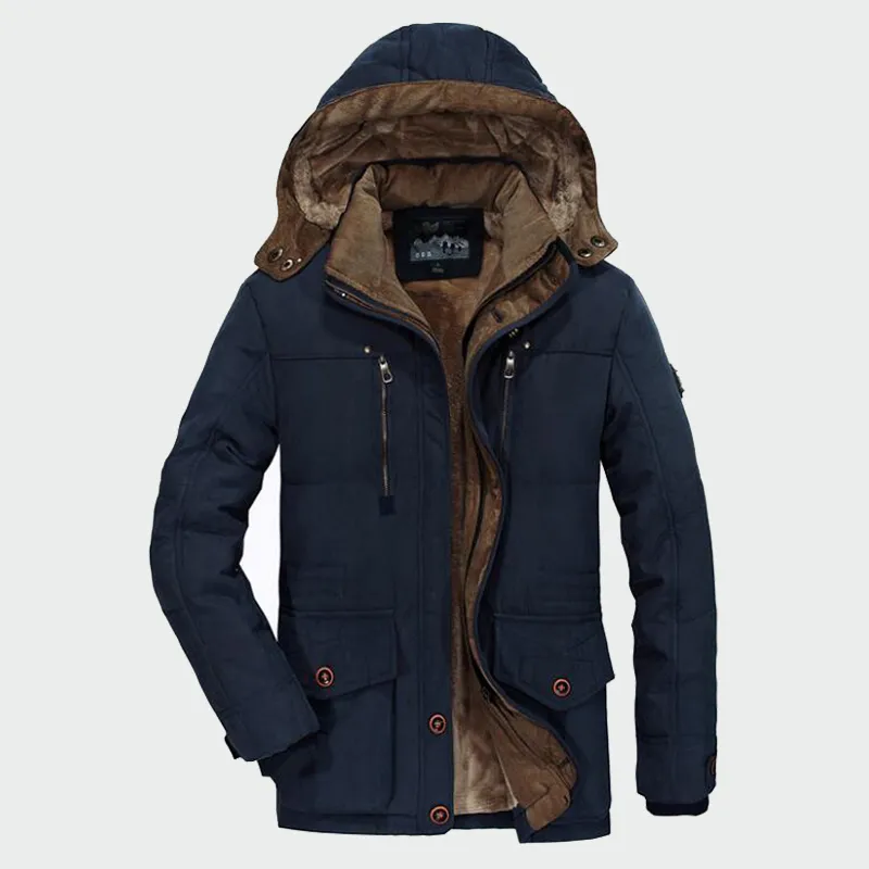 DHgate Winter Fleece Coats for Men Windproof Warm Hooded Jackets Plus Size 5XL 6XL Casual Thick Outerwear Parkas for Men Apparel
