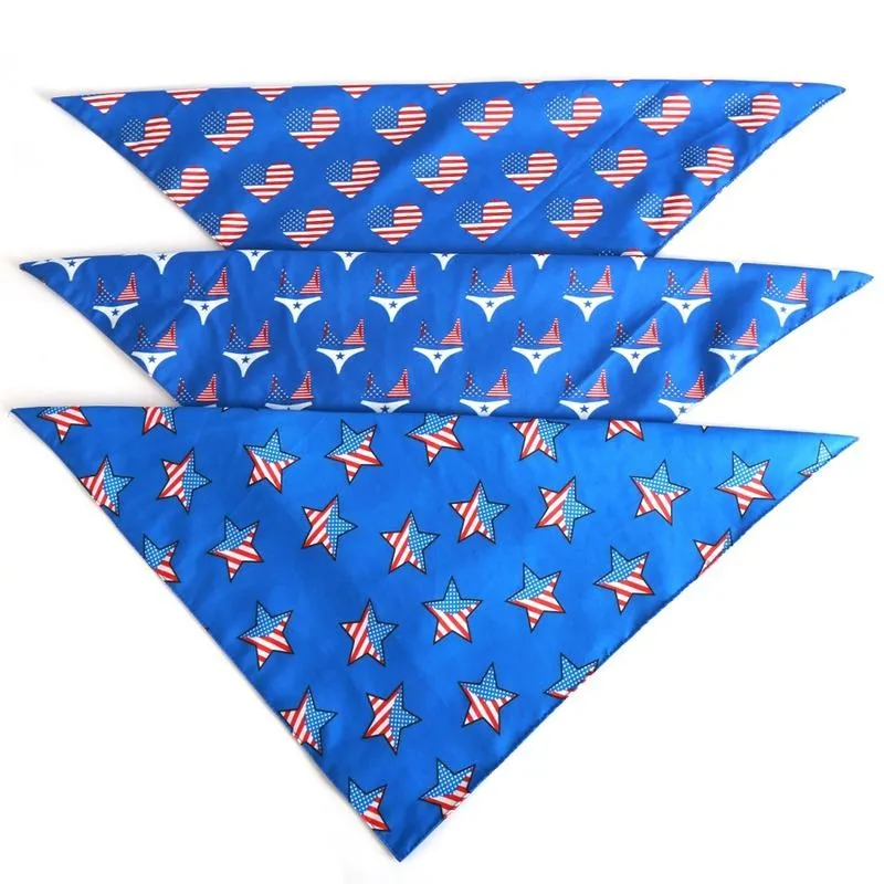 Hundkläder dubbelskikt American Independence Day Flag Pet Triangle Dog Scarf Pet Supplies