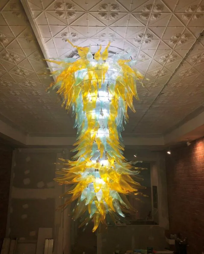 Multicolor Pendant Lamps 100% Art Light Handmade Blown Glass Ceiling Lighting LED for Coffee House Office Villa Stair Decoration