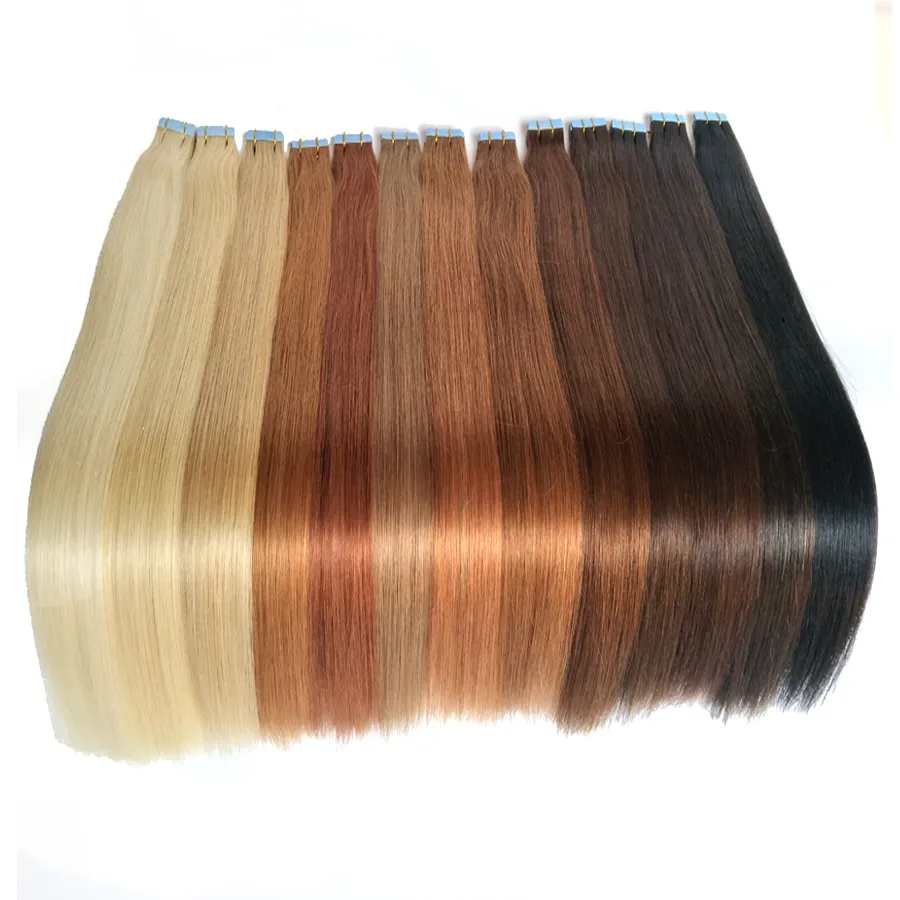 Tape In Human Hair Extensions Skin Weft Tape Hair Extensions 100g/40pieces Brazilian Hair Hablonde Double Sides Adhesive Cheap Free Shipping