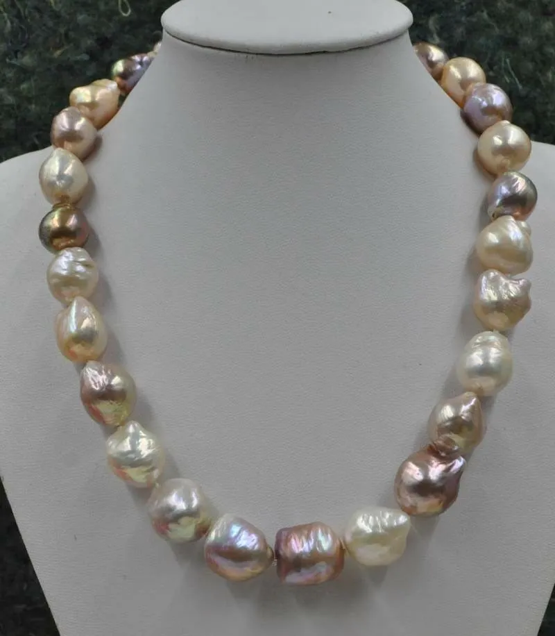 pérolas jóias de alta qualidade LINDO! Natural Rare multicolor 12-16mm sulco Kasumi Pearl Necklace