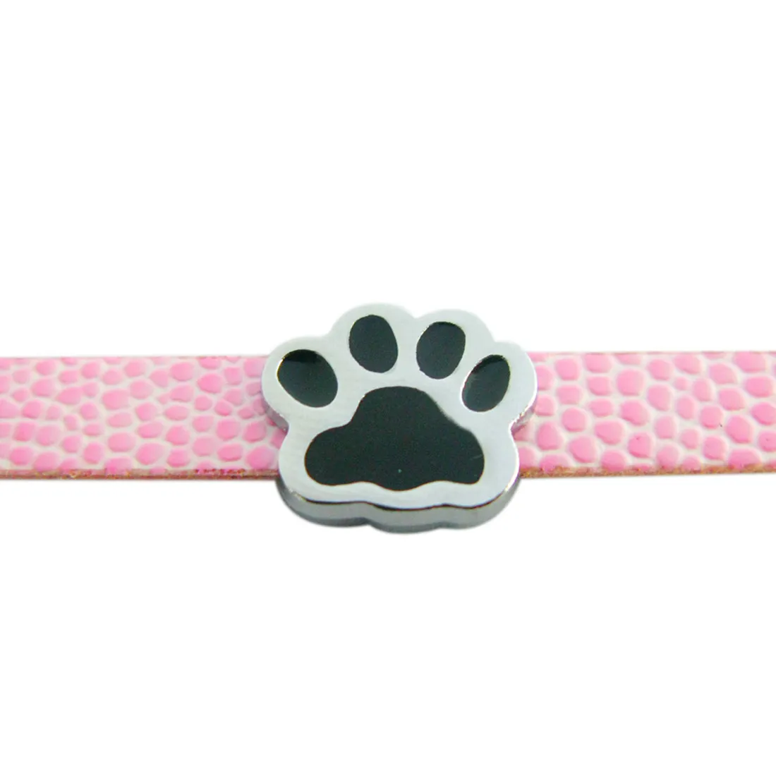 Wholesale 50pcs/lot 8mm black paw slide charms fit for 8mm DIY Accessories pet collar wristband bracelet