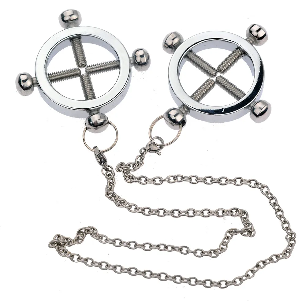 Adjustable Nipple Clamps With Chain Necklace - Non-Piercing Faux Body Jewelry For Women Gift For Her Intimate Play Adjustable Nipple Clamps With Chain Necklace - Non-Piercing Faux Body Jewelry For Women Gift For Her Intimate Play