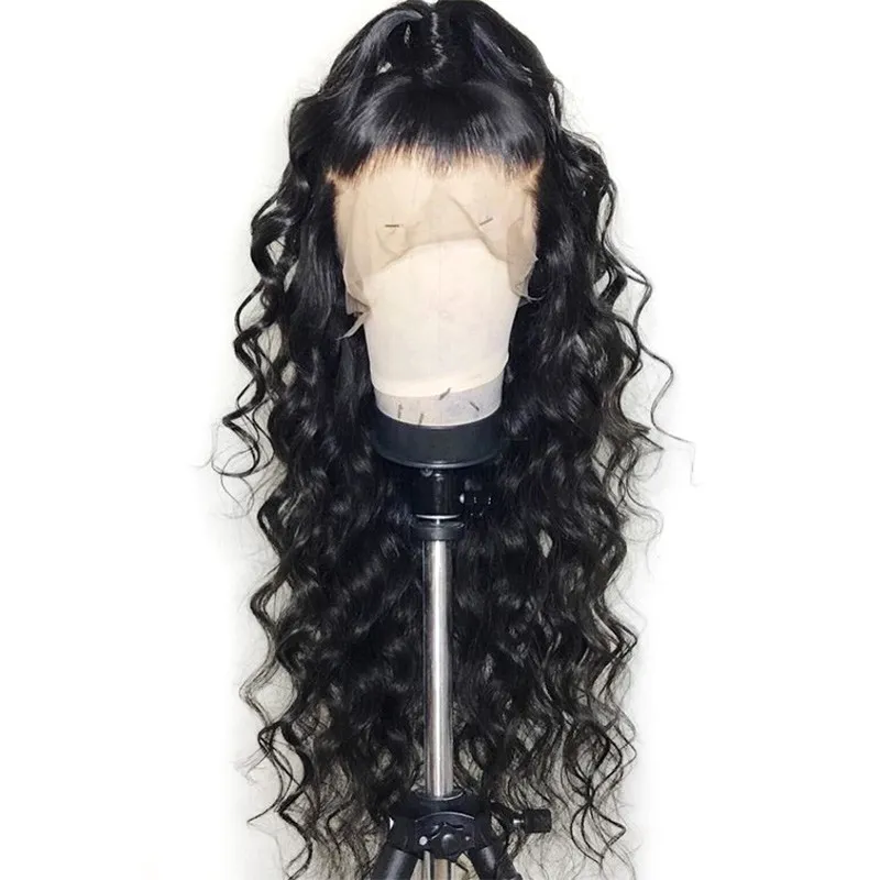 360 Koronki Czołowe Wig Brazylijskie Ludzkie Włosy 150% Gęstość Front Dla Czarnych Kobiet Pre Skrzydła Natural Hairline Przezroczyste HD Loose Fale Curly Dyably