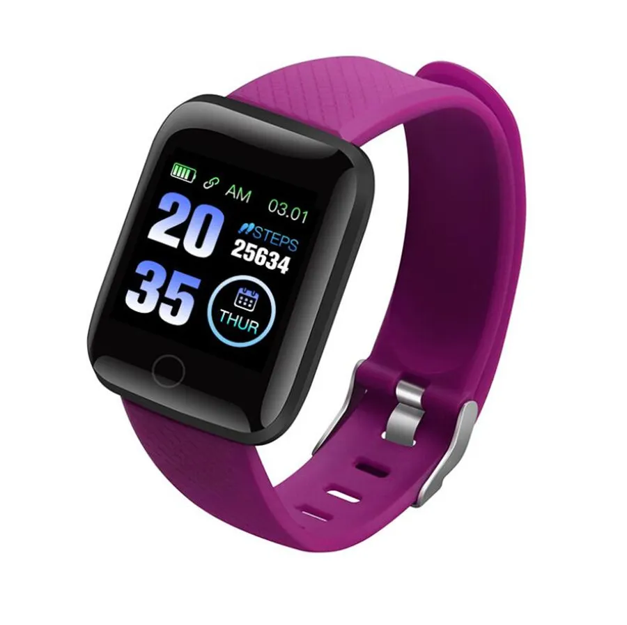 Smart Watch Quente 116Plus 1.3 polegada Cor de cor Coração Pressão Hídrica Sleep Waterproof Step Counter Bluetooth Sports Watch for: iPhone