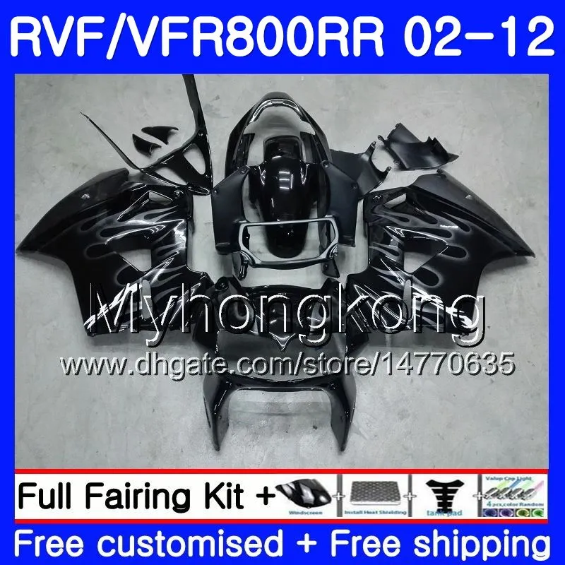 Corpo per HONDA Interceptor VFR800RR 02 03 04 05 06 07 258HM.8 VFR 800R 800RR VFR800 RR 2002 2003 2004 2005 2006 2007 Fiamme argento carenatura