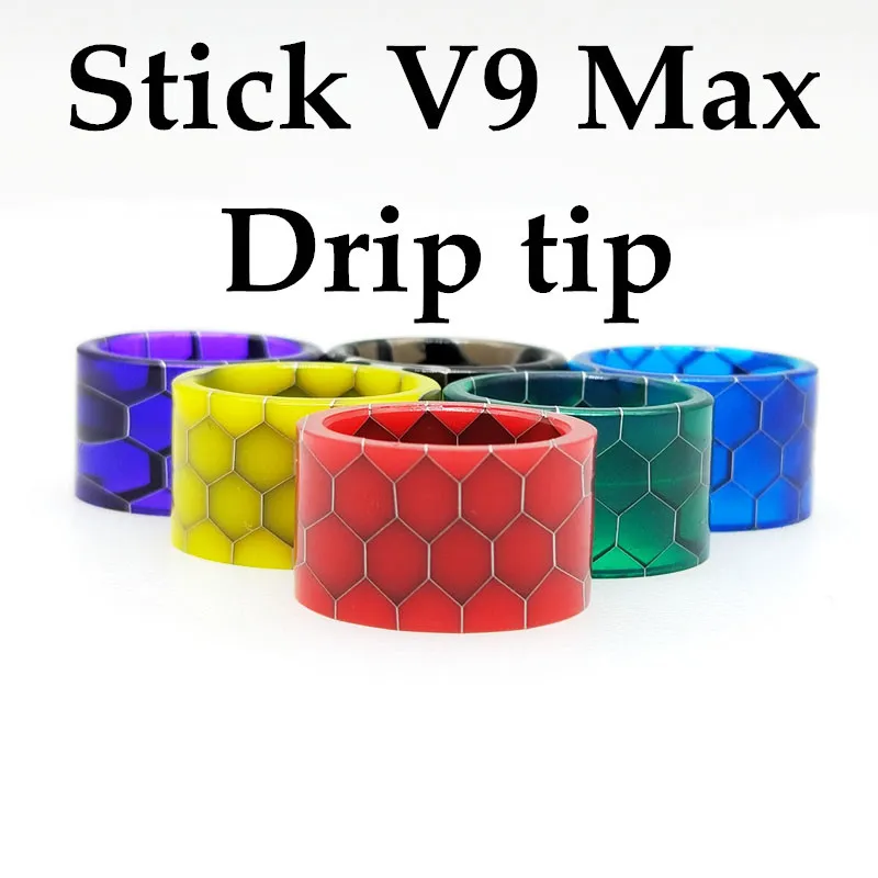 Stick V9 Max Snake Skin Grid Wave Cobra Résine époxy Drip Tips Embouchure en nid d'abeille à large alésage pour Stick V9 Max Tank DHL