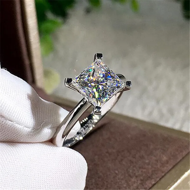 Vecalon Princess Promise Ring 925 sterling silver 0.5ct 5A Cz statement Wedding band rings for women Bridal Fine Jewelry