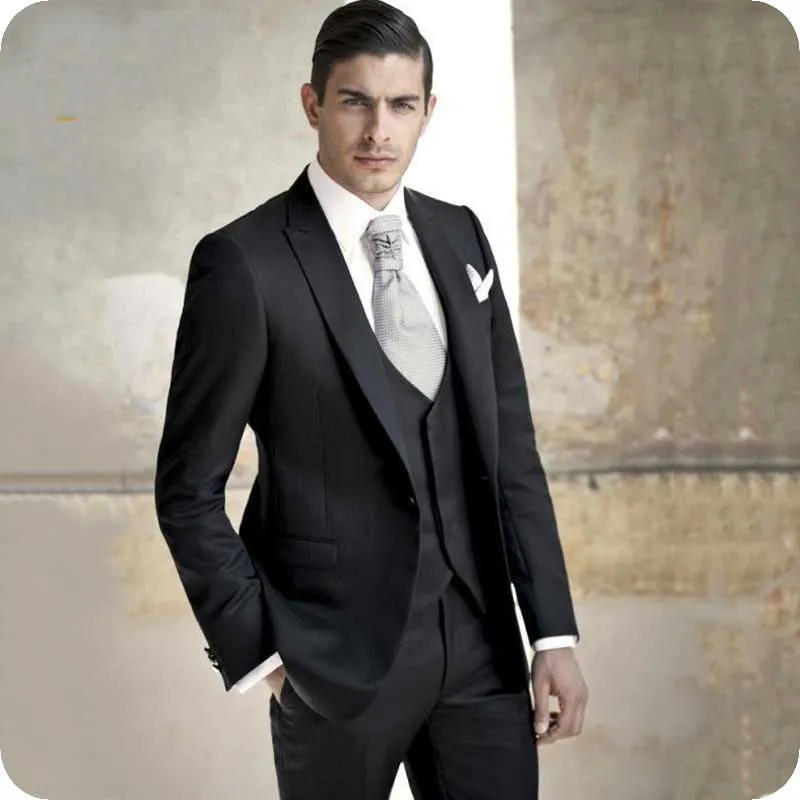 2020 Mens Costume Noir Hommes Costumes De Mariage Robe Marié Sur Mesure Slim Fit Formelle Groom Porter Tuxedos Blazer Meilleur Homme Costumes Pour Hommes