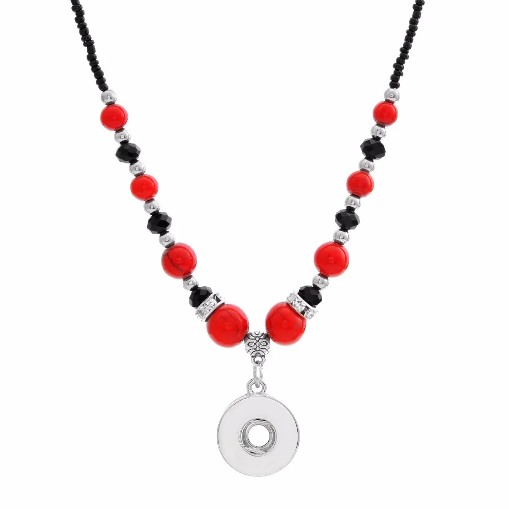 Moda-Bellezza Stile Nazionale Turchesi Perline Snap Collana 55cm Fit Fai Da Te 12mm 18mm Bottoni automatici Regalo di Natale all'ingrosso