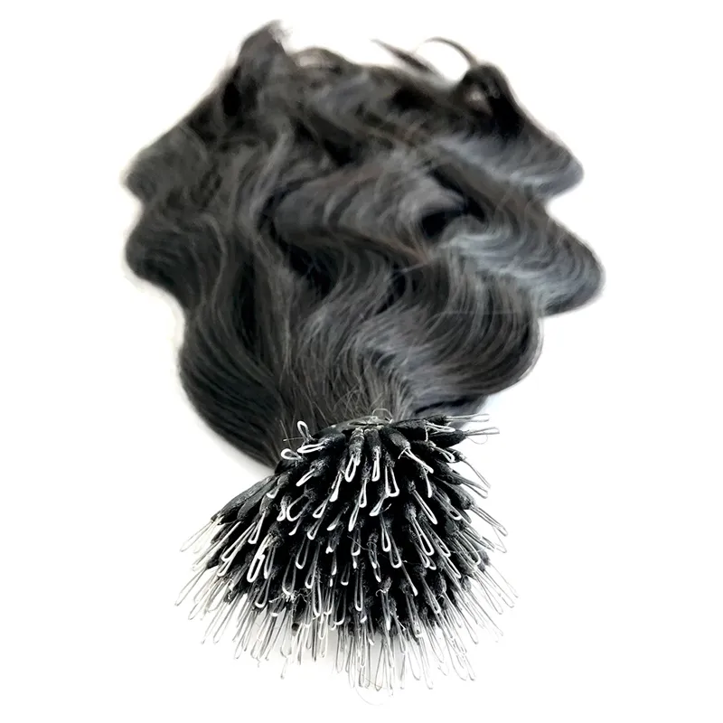 8a grade vague de corps nano anneau cheveux vierges couleur naturelle anneaux extension de cheveux pour les femmes 0 8g s 200s lot