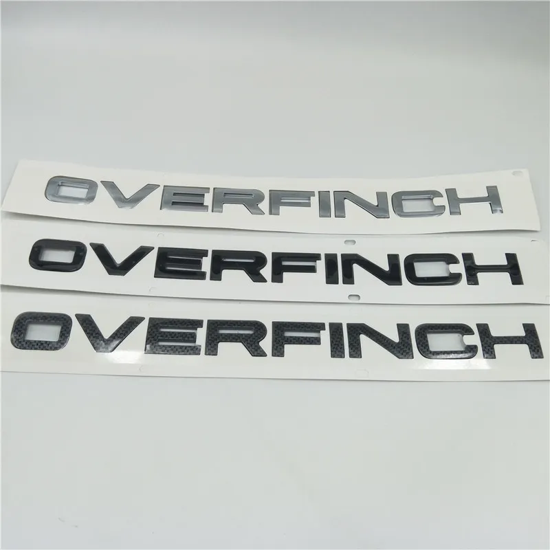 JDM Etiquetas engomadas de automóviles y calcomanías de fibra de carbono Emblema Insignia logo Etiqueta engomada del tronco trasero Negro para Land Rover Range Rover Overfinch