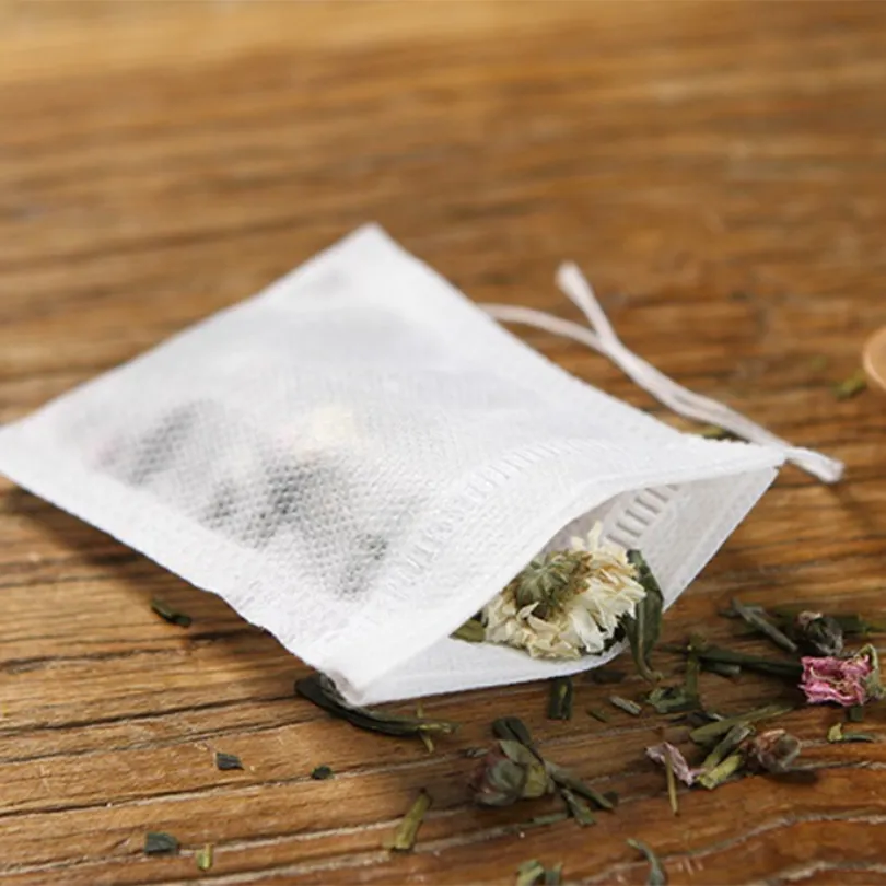 Mer storlek Vit Teabags Non-Woven Cloth Tea Bag, Decocting Medicine Soup Bag Filter Bag Tom tepåsar