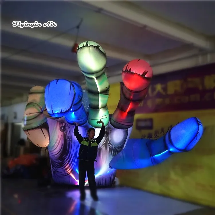 Customized Halloween Lighting Inflatable Demon Hand Replica 4m Hanging Air Blown Zombie Finger Skeleton Model Balloon For Concert And Party Night Decoration