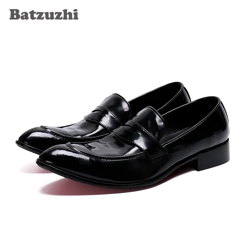Batzuzhi Moda Uomo Scarpe a punta Scarpe eleganti in pelle nera Slip-on Scarpe da lavoro in pelle Uomo formale Zapatos Hombre, 46!